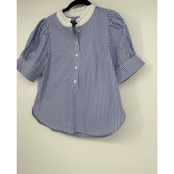J. Crew Puff-sleeve button-front shirt in stripe - Picture 3 of 7